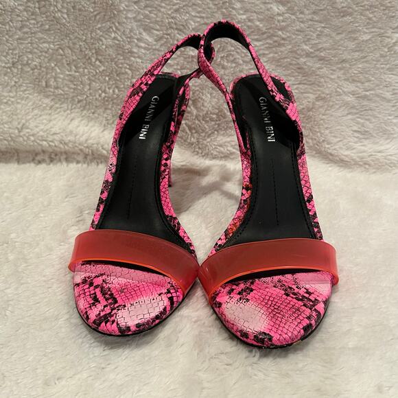 Gianni Bini Neon Pink Black Python Print Heels sz 8.5 - Picture 7 of 8